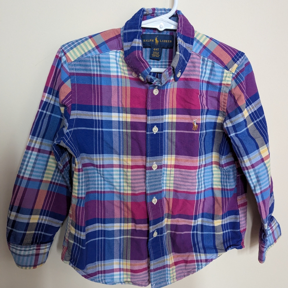 Ralph Lauren Boys 4T Colorful Plaid Shirt